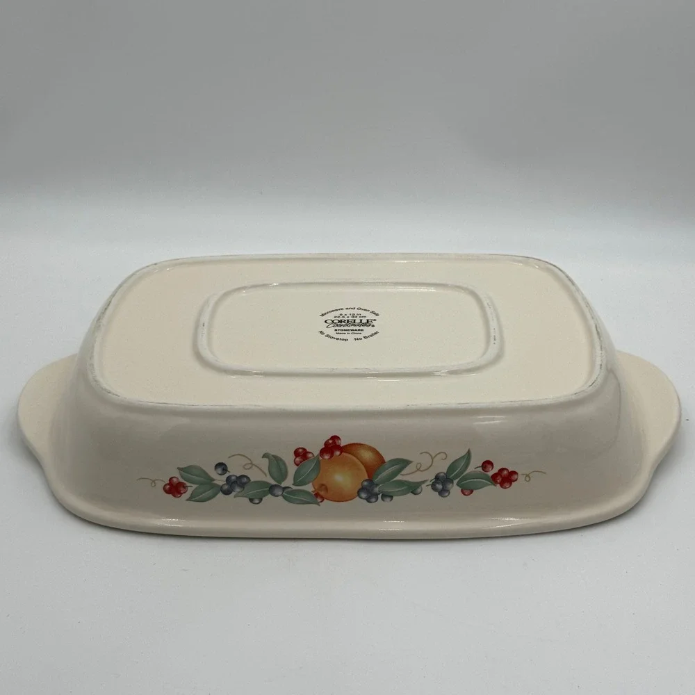 Corelle Coordinates Abundance Stoneware 9x13 Baking Dish Lasagna Pan Fruit Motif